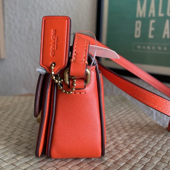 Coach Micro Studio 12 & Mini Skinny ID Case in Sun Orange, Coach Charm Set NWT - Picture 5 of 17